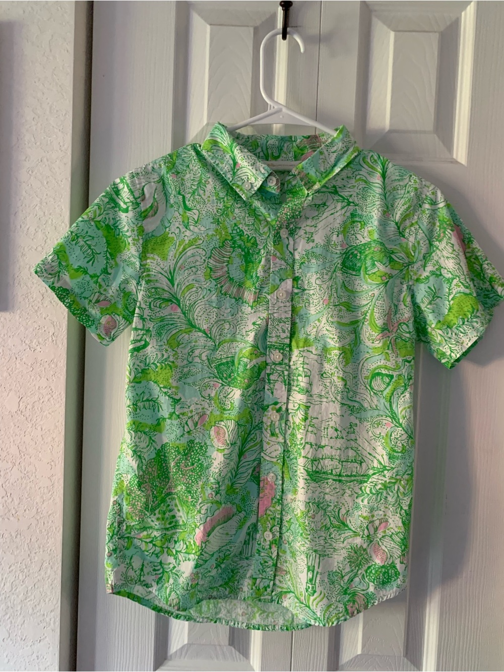 Janie and Jack Lilly Pulitzer collab Short Sleeve Button-Up Shirt Size 14 NWOT
